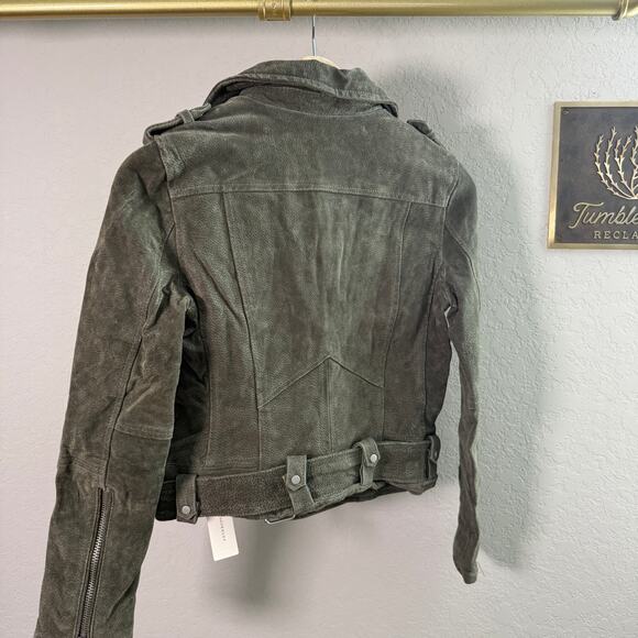 Women's Blank NYC Olive Green 100% Leather Suede Motorcycle Jacket Size XS NEW - Picture 8 of 13
